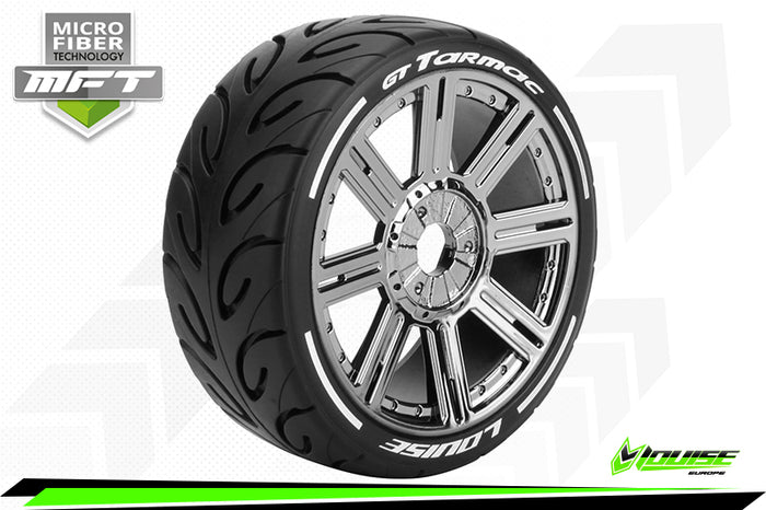 Louise - GT-Tarmac MFT 1/8 (Soft) Tyres on Black 8 Spoke Rims (2)