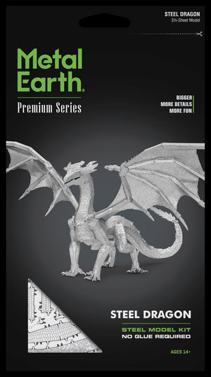 Fascinations Metal Earth Premium Series Silver Dragon 3D Metal Model Kit