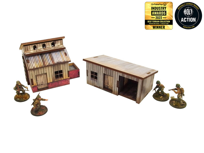 Micro Art Studio - WW2 Normandy Small Sheds w. Dovecote Pre-painted (H00129)