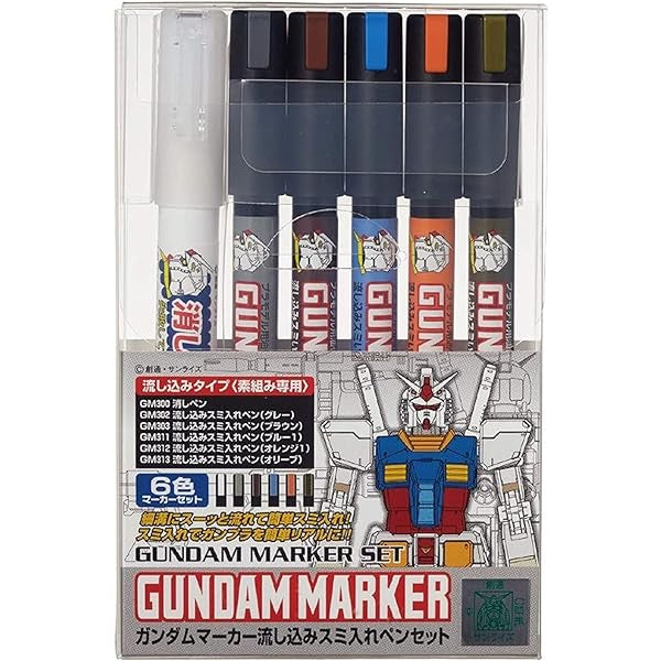 Mr. Hobby - Gundam Marker Pour Type Inking Marker Set (6 Colors)