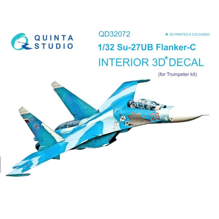 Quinta Studio QD32072 - 1/32 Su-27UB 3D Coloured Interior  (for Trumpeter kit)