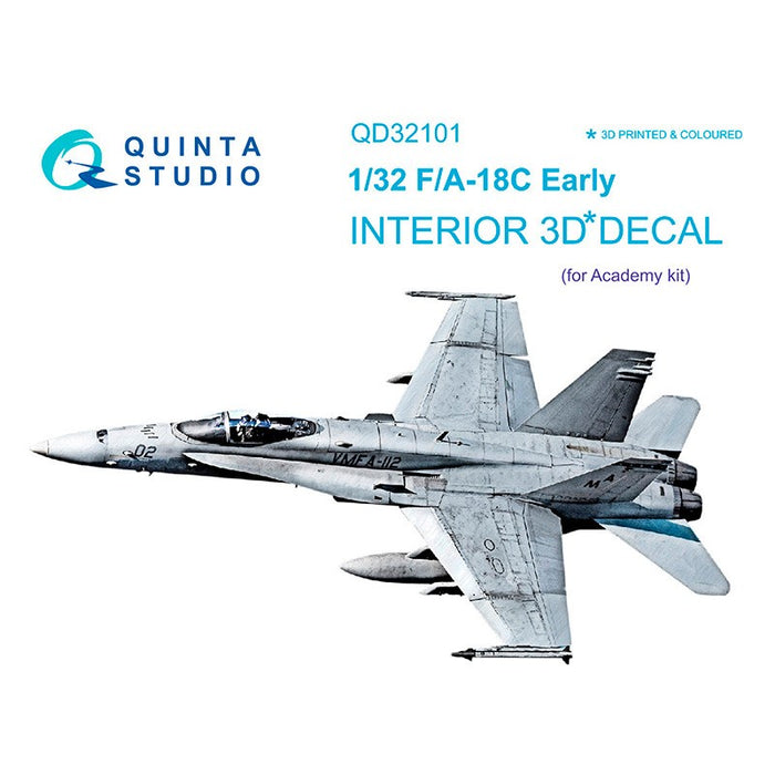 Quinta Studio QD32101 - 1/32 F/A-18C Early 3D Coloured Interior  (for Academy kit)