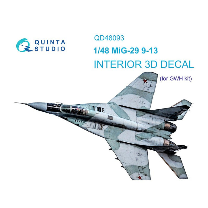 Quinta Studio QD48093 - 1/48 MiG-29 (9-13) 3D Coloured Interior  (GWH)