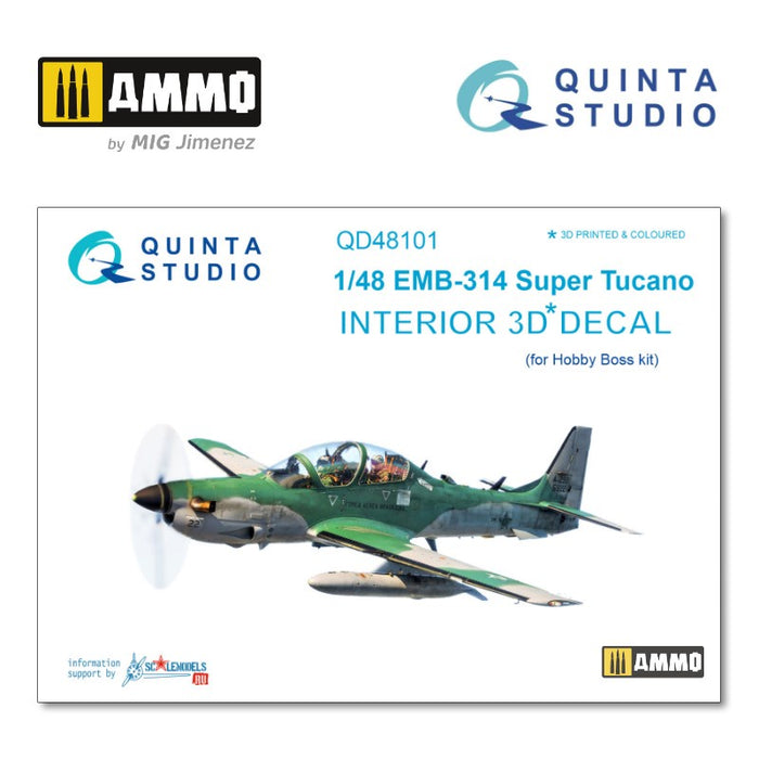 Quinta Studio  QD48101 - 1/48 EMB-314 Super Tucano 3D Coloured Interior  (for HobbyBoss kit)