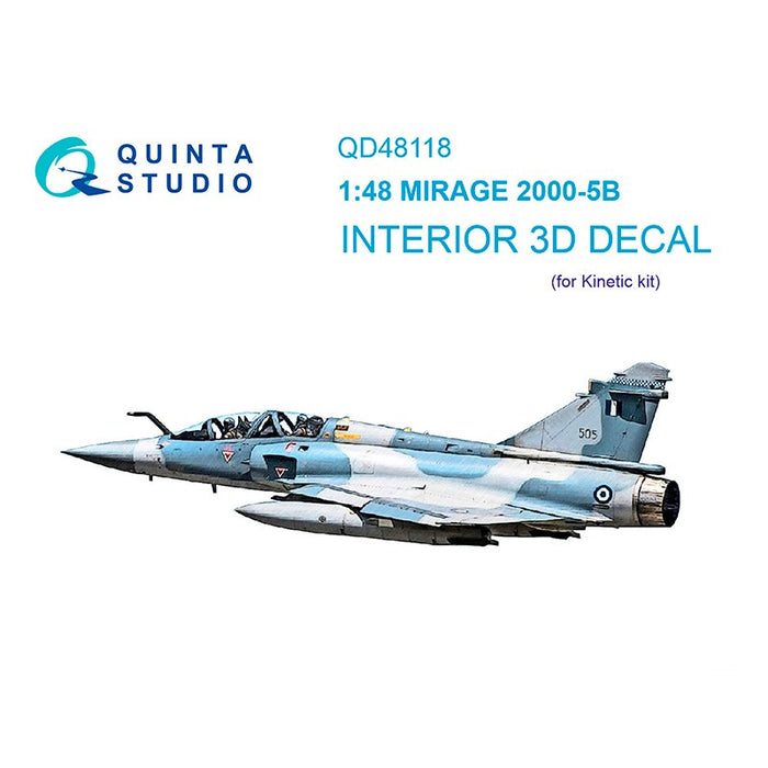 Quinta Studio QD48118 - 1/48 Mirage 2000-5B 3D Coloured Interior  (Kinetic)