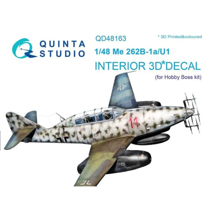 Quinta Studio  QD48163 - 1/48 Me 262B-1a/U1 3D Coloured Interior  (for HobbyBoss kit)