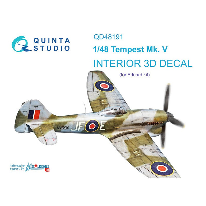 Quinta Studio QD48191 - 1/48 Tempest Mk.V 3D Coloured Interior  (Eduard)