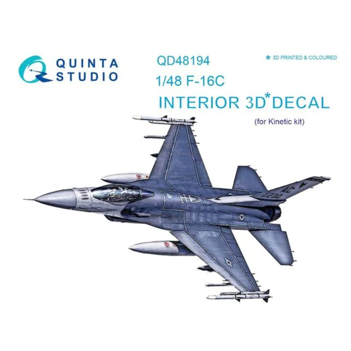 Quinta Studio QD48194 - 1/48 F-16C  3D-Coloured Interior  (for Kinetic kit)