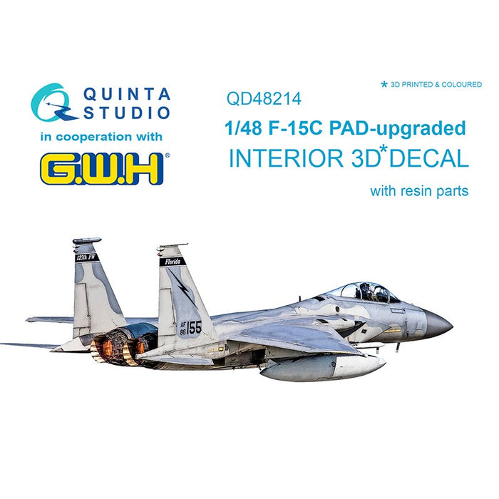Quinta Studio QD48214 - 1/48 F-15C PAD-upgraded 3D Coloured Interior  with resin parts (GWH)