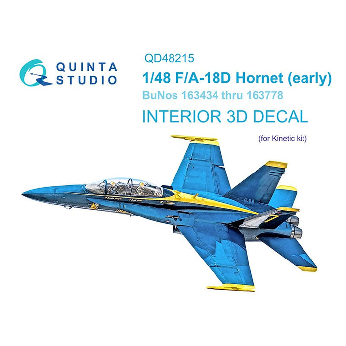Quinta Studio QD48215 - 1/48 F/A-18D Early 3D Coloured Interior  (Kinetic)