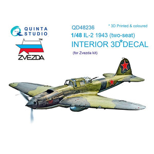 Quinta Studio QD48236 - 1/48 IL-2 1943 (two-seat) 3D Coloured Interior  (for Zvezda kit)