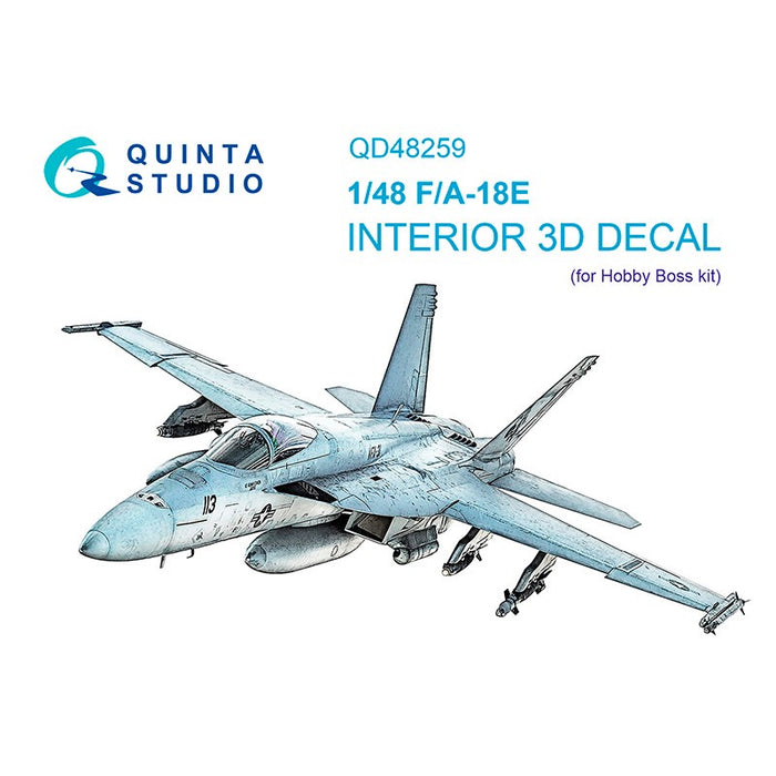 Quinta Studio QD48259 - 1/48 F/A-18E 3D Coloured Interior  (HobbyBoss)
