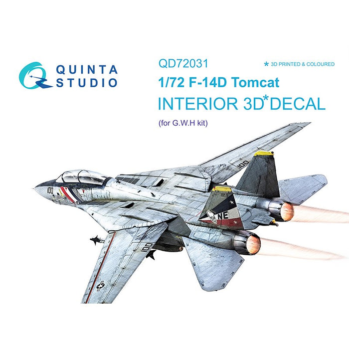 Quinta Studio QD72031 - 1/72 F-14D 3D Coloured Interior  (GWH)