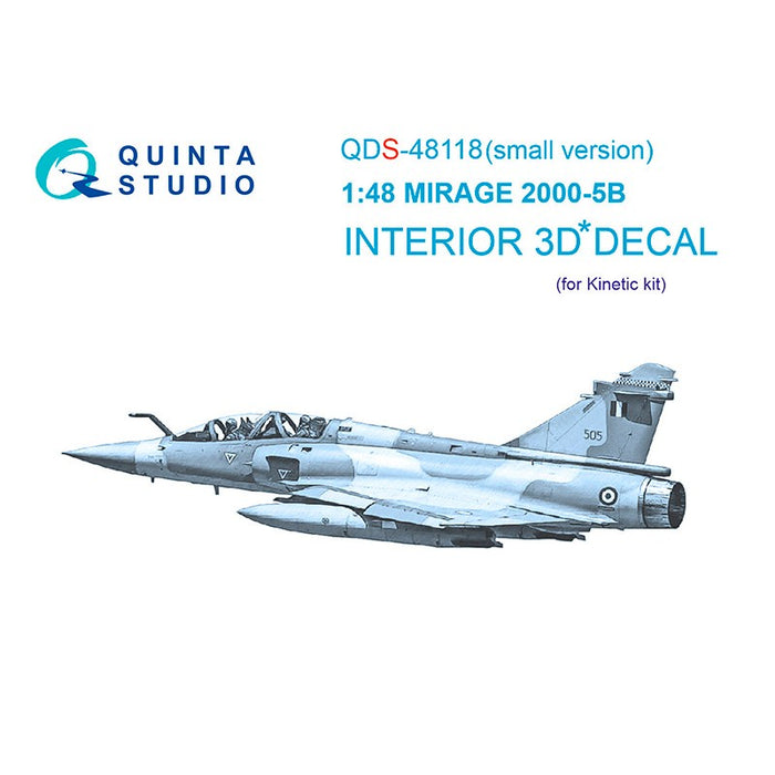 Quinta Studio QDS-48118 - 1/48 Mirage 2000-5B 3D Coloured Interior  (Kinetic) (Small version)