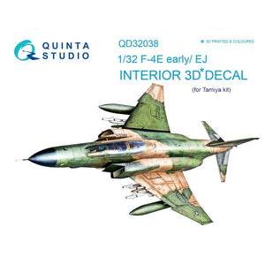 Quinta Studio QD32038 - 1/32 F-4E Early/F-4EJ 3D-Printed & Coloured Interior on Decal Paper (for Tamiya Kit)