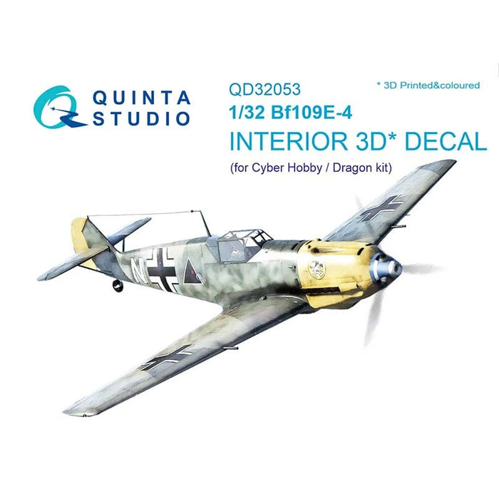 Quinta Studio QD32053 - 1/32 Bf 109E-4 3D-Printed & Coloured Interior (for Dragon kit)