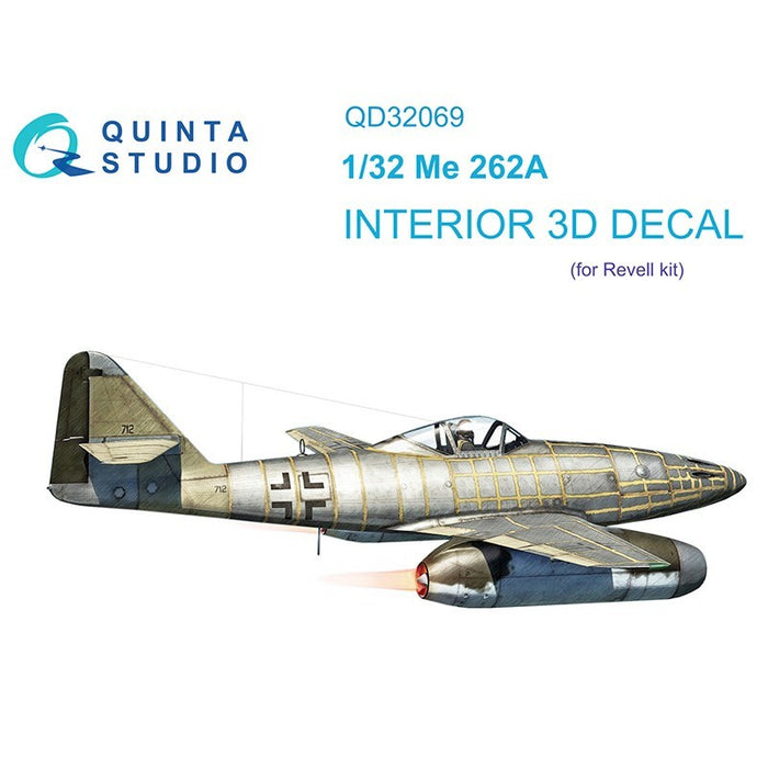 Quinta Studio QD32069 - 1/32 Me 262A 3D-Printed & coloured Interior on decal paper (Revell)