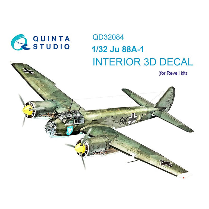 Quinta Studio QD32084 - 1/32 Ju 88A-1 3D-Printed & Coloured Interior (Revell)