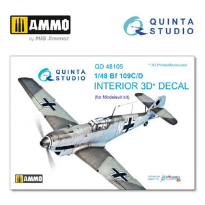 Quinta Studio QD48105 - 1/48 - Bf 109C/D 3D-Printed & coloured Interior on decal paper (for Modelsvit kit)