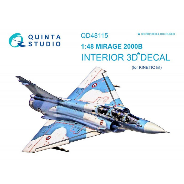 Quinta Studio QD48115 - 1/48 Mirage 2000B 3D-Printed & Coloured Interior (for Kinetic kit)