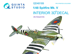 Quinta Studio QD48189 - 1/48 Spitfire Mk.V 3D - Coloured Interior on Decal Paper (for Eduard Kit)