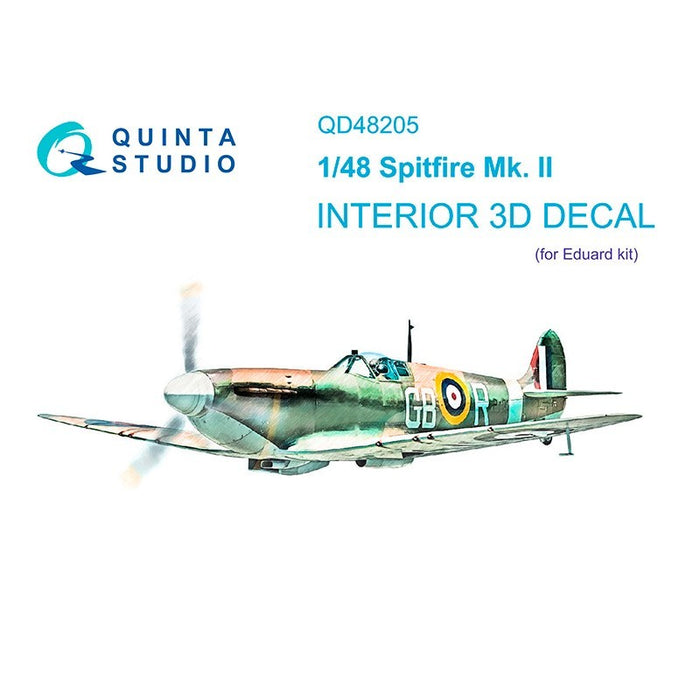 Quinta Studio QD48205 - 1/48 Spitfire Mk.II 3D - Coloured Interior on Decal Paper (for Eduard Kit)