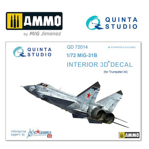 Quinta Studio QD72014 - 1/72 MiG-31B 3D-Printed & Coloured Interior (for Trumpeter kit)