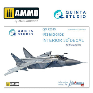Quinta Studio QD72015 - 1/72 MiG-31 DZ 3D - Coloured Interior (for Trumpeter kit)