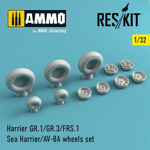 Reskit - 1/32 Harrier GR.1/GR.3/AV-8A/FRS.1/Sea Harrier Wheels Set (RS32-0211)