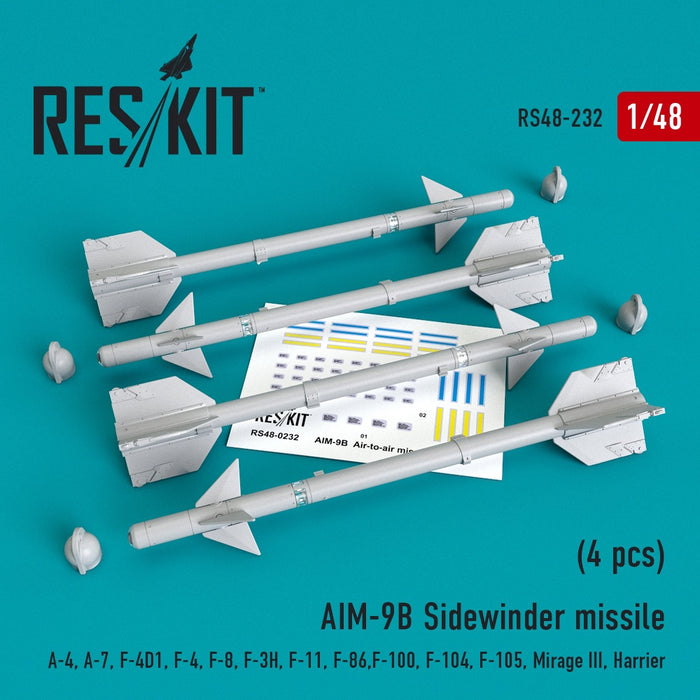 Reskit - 1/48 AIM-9B Sidewinder Missile (4 pcs) (RS48-0232)