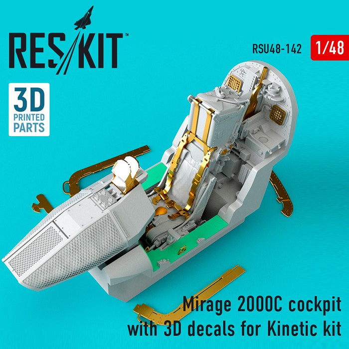 Reskit - 1/48 Mirage 2000C Cockpit with 3D Decals for Kinetic Kit (RSU48-0142)