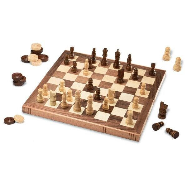 Roo Games - Wooden Chess & Checkers Set