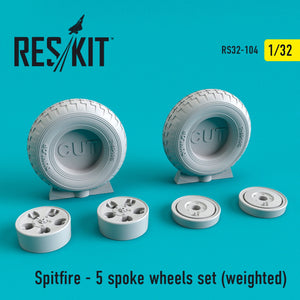 Reskit - 1/32 Spitfire - 5 Spoke Wheels Set (weighted) (RS32-0104)