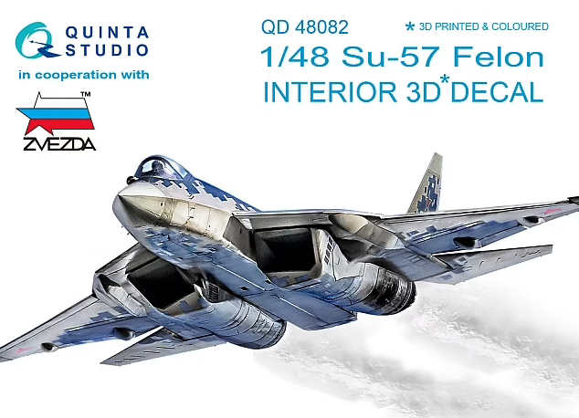 Quinta Studio QD48082 - 1/48 Su-57 3D-Coloured Interior (for Zvezda kit)