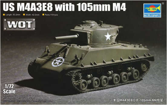 Trumpeter - 1/72 US M4A3E8 with 105mm M4 WoT