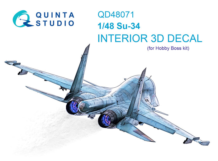 Quinta Studio QD48071 - 1/48 Su-34 3D-Printed & Coloured Interior (for HobbyBoss kit)