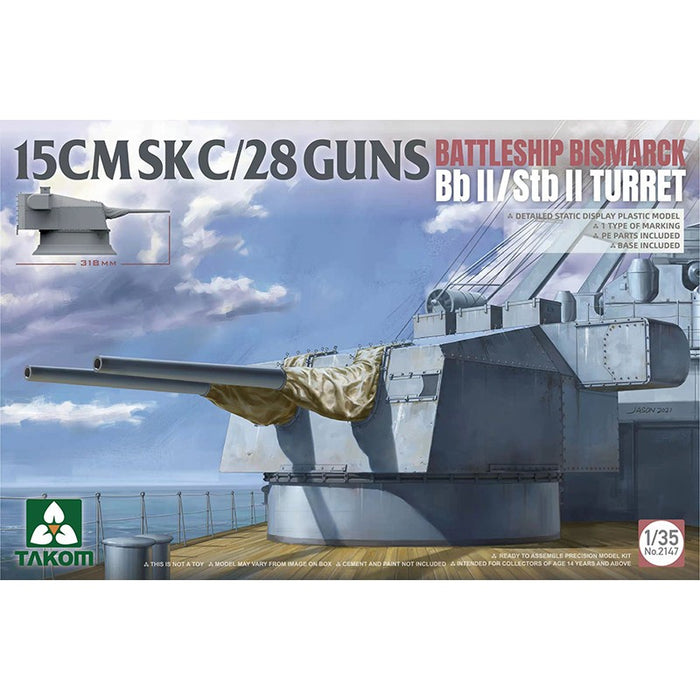 Takom - 1/35 15 cm Sk C/28 Guns Battleship Bismaarck Bb II / Stb II Turret