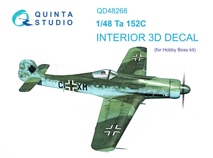 Quinta Studio QD48268 - 1/48 Ta 152C 3D-Printed & Coloured Interior (for Hobby Boss kit)
