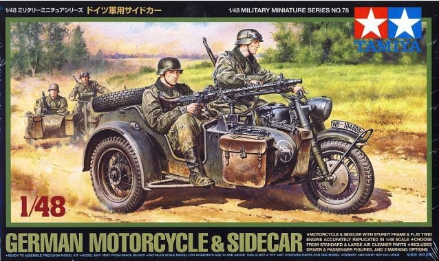 Tamiya - 1/48 German Motorcycle & Sidecar