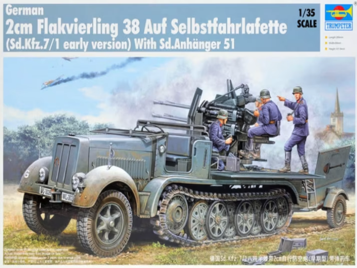 Trumpeter - 1/35 2cm Flakvierling 38 Auf Selbstfahrlafette (Sd.Kfz.7/1 early version)