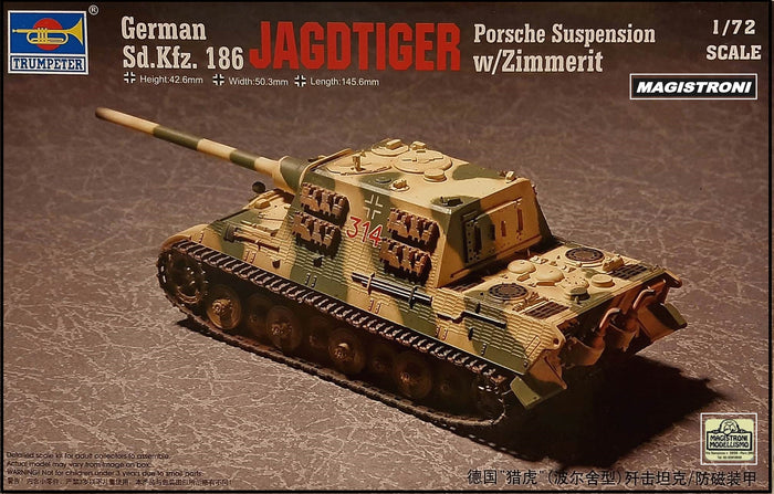 Trumpeter - 1/72  German Sd. Kfz 186 Jgdtiger (Porsche gear) w Zimmerit 07294