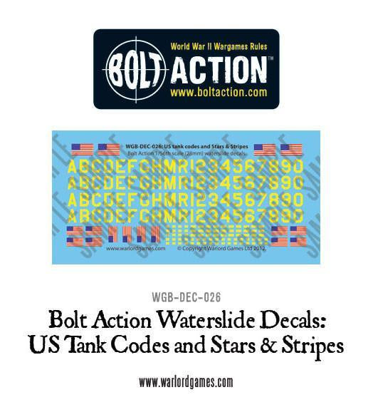 Warlord - Bolt Action Decals - US Tank Codes and Stars & Stripes