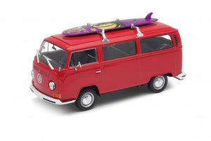 Welly - 1/24 Volkswagen Bus T2 With Surfboard 1972 (Red)