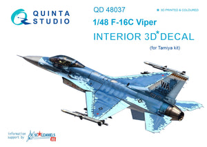 Quinta Studio QD48037 - 1/48 F-16C  3D-Coloured Interior (for Tamiya)