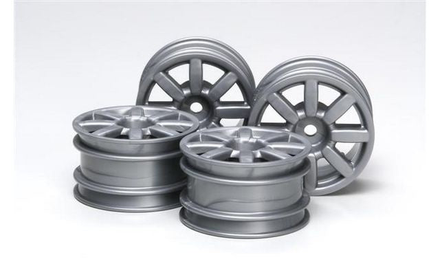 Tamiya - M-Chassis Flat 8-Spoke Silver Wheels for Mini (4)