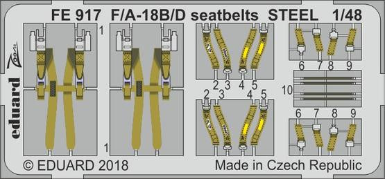 Eduard - 1/48 F/A-18B/D Seatbelts STEEL (Color Photo-etched) (for Kinetic) FE917