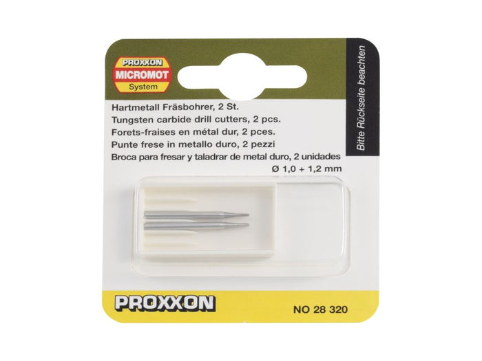 Proxxon - 28320 Mill/Drill Bits 2 off 1/ 1.2mm Tungsten Carbide