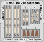 Eduard - 1/48 He 219 Seatbelts STEEL (Color Photo-etched)(for Tamiya) FE948