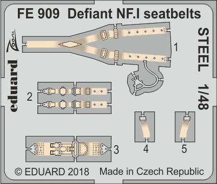 Eduard - 1/48 Defiant NF.I Seatbelts STEEL (Color Photo-etched)(for Airfix) FE909