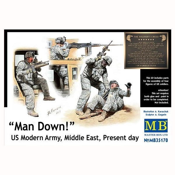 Master Box - 1/35 Man Down! Us Modern Army Middle East -Present Day